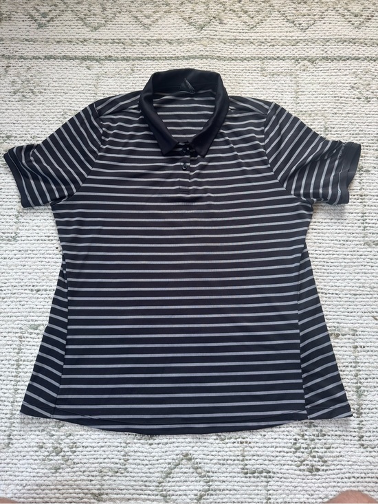 Oakley Tops - Oakley Womens Performance Golf Polo Shirt Black Striped Fits Like L